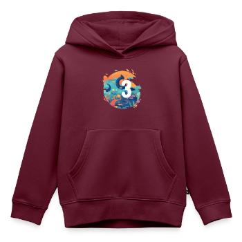 3.Geburtstag Meeresmotive und Fische - Kinder Premium Organic Hoodie - Burgunderrot - Vorne - AI Model Kid Female (0cm)