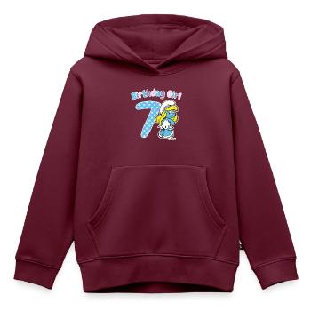 Birthday Girl 7. Geburtstag - Kinder Premium Organic Hoodie - Burgunderrot - Vorne - AI Model Kid Female (0cm)