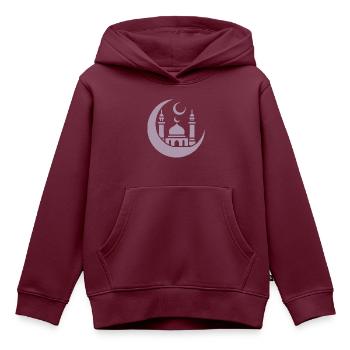 Moschee Silhouette mit Halbmond: Islamische Kunst - Kinder Premium Organic Hoodie - Burgunderrot - Vorne - AI Model Kid Female (0cm)
