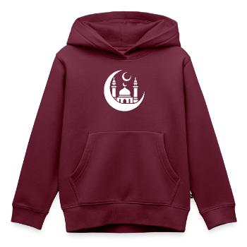 Moschee Silhouette mit Halbmond: Islamische Kunst - Kinder Premium Organic Hoodie - Burgunderrot - Vorne - AI Model Kid Female (0cm)