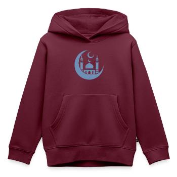 Moschee Silhouette mit Halbmond: Islamische Kunst - Kinder Premium Organic Hoodie - Burgunderrot - Vorne - AI Model Kid Female (0cm)