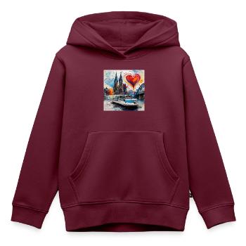 kölner dom,dom,koeln,herzen,malerei,pastell - Kinder Premium Organic Hoodie - Burgunderrot - Vorne - AI Model Kid Female (0cm)
