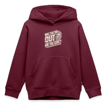 War das aus? Sind Sie sicher? - Kinder Premium Organic Hoodie - Burgunderrot - Vorne - AI Model Kid Female (0cm)