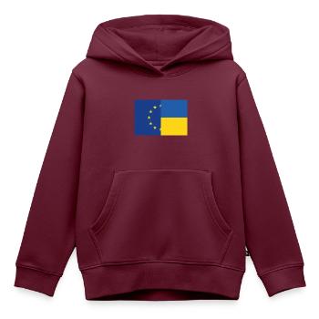 Ukraine EU - Kinder Premium Organic Hoodie - Burgunderrot - Vorne - AI Model Kid Female (0cm)
