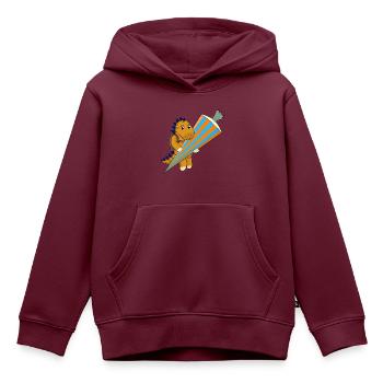 Einschulung Dinosaurier Schultüte - Kinder Premium Organic Hoodie - Burgunderrot - Vorne - AI Model Kid Female (0cm)