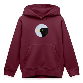 Amsel Vogel / Porträt - Kinder Premium Organic Hoodie - Burgunderrot - Vorne - AI Model Kid Female (0cm)