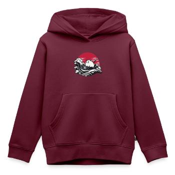 Seekatze - Kinder Premium Organic Hoodie - Burgunderrot - Vorne - AI Model Kid Female (0cm)