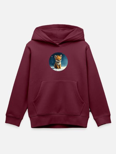 Kleiner Fuchs unter den Sternen - Kinder Premium Organic Hoodie - Burgunderrot