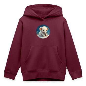 Baby-Elefant auf dem Sand - Kinder Premium Organic Hoodie - Burgunderrot - Vorne - AI Model Kid Female (0cm)