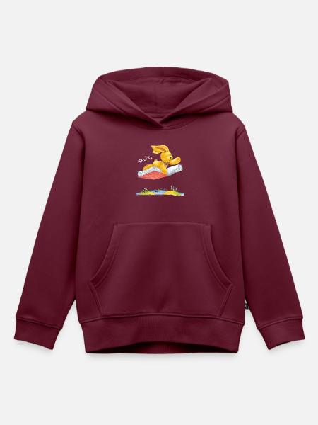 Felix der Hase Fliegendes Buch - Kinder Premium Organic Hoodie - Burgunderrot
