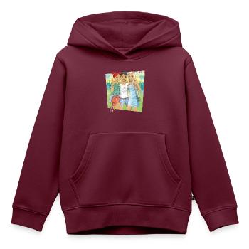 Die Drei !!! Ein Echt Schöner Fall - Kinder Premium Organic Hoodie - Burgunderrot - Vorne - AI Model Kid Female (0cm)