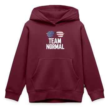 Team Normal - Kinder Premium Organic Hoodie - Burgunderrot - Vorne - AI Model Kid Female (0cm)
