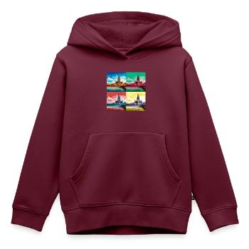 kölner dom,dom,koeln,herzen,malerei,warhol - Kinder Premium Organic Hoodie - Burgunderrot - Vorne - AI Model Kid Female (0cm)