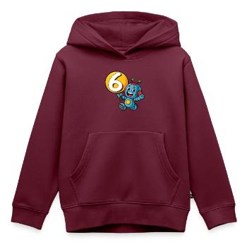 Endlich 6 Jahre sechs sechster Geburtstag Roboter - Kinder Premium Organic Hoodie - Burgunderrot - Vorne - AI Model Kid Female (0cm)