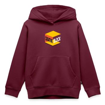 Kreativer BLOCK - Kinder Premium Organic Hoodie - Burgunderrot - Vorne - AI Model Kid Female (0cm)