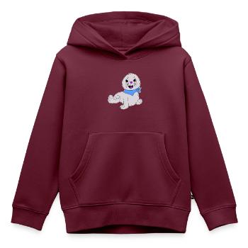 Seehund Aufkleber - Kinder Premium Organic Hoodie - Burgunderrot - Vorne - AI Model Kid Female (0cm)