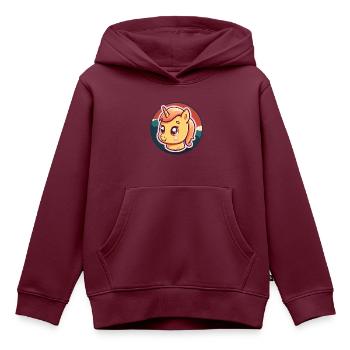 Einhorn Fabel - Kinder Premium Organic Hoodie - Burgunderrot - Vorne - AI Model Kid Female (0cm)