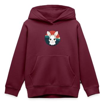 Hasenzahn Hoppelhase Ostern - Kinder Premium Organic Hoodie - Burgunderrot - Vorne - AI Model Kid Female (0cm)
