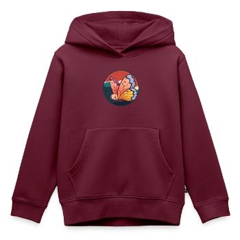 Schmetterling Tiere Tier - Kinder Premium Organic Hoodie - Burgunderrot - Vorne - AI Model Kid Female (0cm)