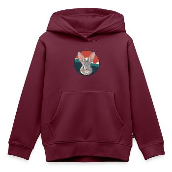 Hasenzahn Osterhase Hase - Kinder Premium Organic Hoodie - Burgunderrot - Vorne - AI Model Kid Female (0cm)