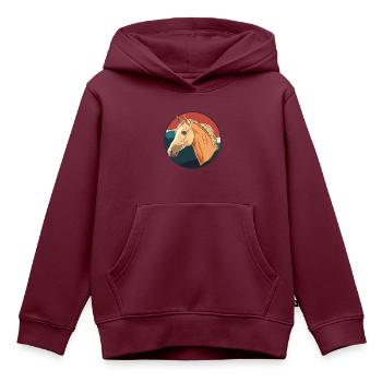 Pferde Ross Reiter - Kinder Premium Organic Hoodie - Burgunderrot - Vorne - AI Model Kid Female (0cm)