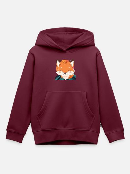 Fuchs Fox Waldbewohner - Kinder Premium Organic Hoodie - Burgunderrot