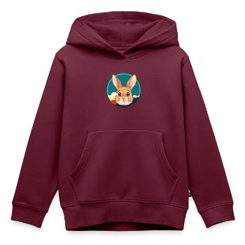 Hasenzahn Hoppelhase Häschen - Kinder Premium Organic Hoodie - Burgunderrot - Vorne - AI Model Kid Female (0cm)