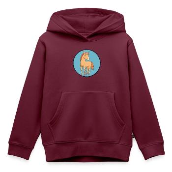 Pferd Reiter Ross - Kinder Premium Organic Hoodie - Burgunderrot - Vorne - AI Model Kid Female (0cm)