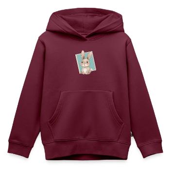 Hase Hasenzahn Häschen - Kinder Premium Organic Hoodie - Burgunderrot - Vorne - AI Model Kid Female (0cm)