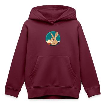 Hasenzahn Hase Hasen - Kinder Premium Organic Hoodie - Burgunderrot - Vorne - AI Model Kid Female (0cm)