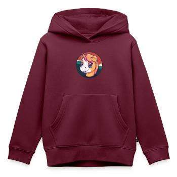 Einhorn Unicorn Fabel - Kinder Premium Organic Hoodie - Burgunderrot - Vorne - AI Model Kid Female (0cm)
