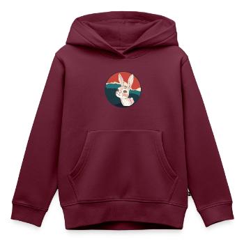 Hasenzahn Hoppelhase - Kinder Premium Organic Hoodie - Burgunderrot - Vorne - AI Model Kid Female (0cm)