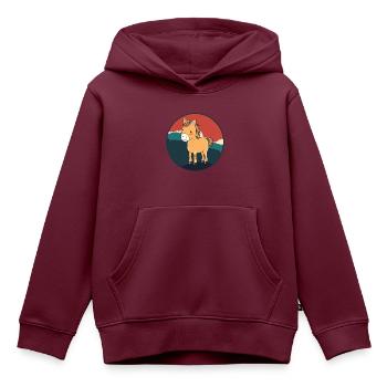 Pferde Ross - Kinder Premium Organic Hoodie - Burgunderrot - Vorne - AI Model Kid Female (0cm)