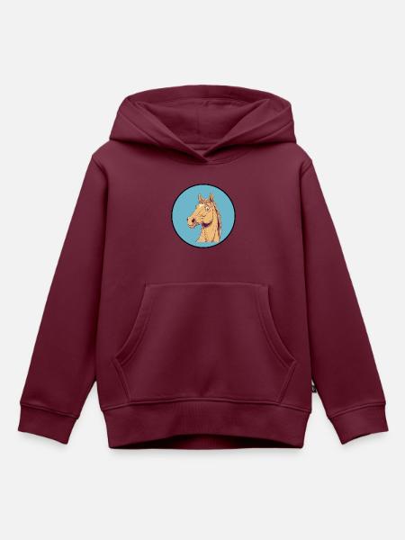 Pferde Reiter Hufe - Kinder Premium Organic Hoodie - Burgunderrot