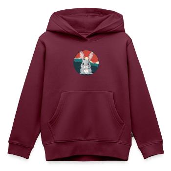 Hasenzahn Hase Hoppelhase - Kinder Premium Organic Hoodie - Burgunderrot - Vorne - AI Model Kid Female (0cm)