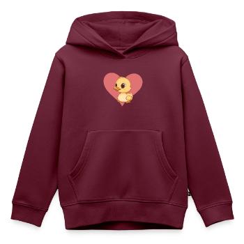 Schnabel Entchen - Kinder Premium Organic Hoodie - Burgunderrot - Vorne - AI Model Kid Female (0cm)