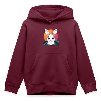 Hasenzahn Hoppelhase - Kinder Premium Organic Hoodie - Burgunderrot - Vorne - AI Model Kid Female (0cm)