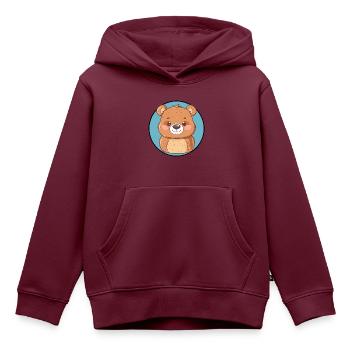Baer Waldtier Baeren - Kinder Premium Organic Hoodie - Burgunderrot - Vorne - AI Model Kid Female (0cm)