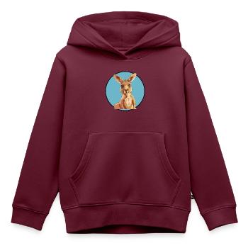 Kaenguru Beuteltier Kangaroo - Kinder Premium Organic Hoodie - Burgunderrot - Vorne - AI Model Kid Female (0cm)