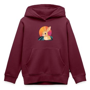 Hasenzahn Häschen Hase - Kinder Premium Organic Hoodie - Burgunderrot - Vorne - AI Model Kid Female (0cm)