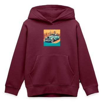 Vintage Shabby Chic Cabrio Auto - Kinder Premium Organic Hoodie - Burgunderrot - Vorne - AI Model Kid Female (0cm)