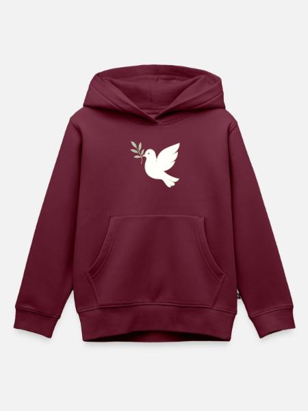Friedenstaube mit Olivenzweig - Kinder Premium Organic Hoodie - Burgunderrot