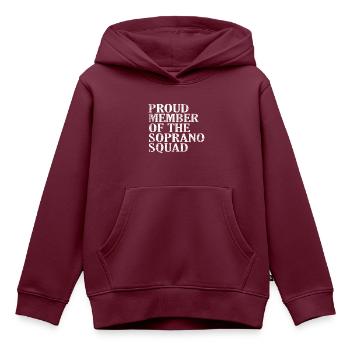Proud Member of the Soprano Squad weiss - Kinder Premium Organic Hoodie - Burgunderrot - Vorne - AI Model Kid Female (0cm)