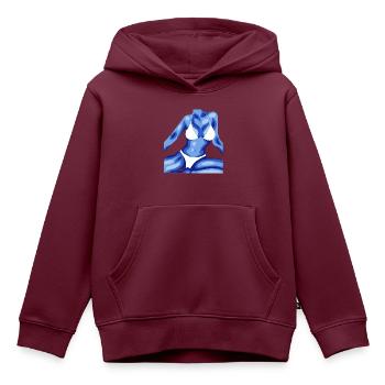 Frau in Bikini - Kinder Premium Organic Hoodie - Burgunderrot - Vorne - AI Model Kid Female (0cm)