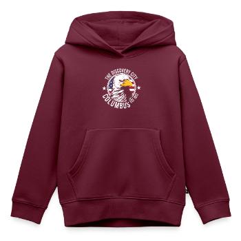 Columbus Ohio - Kinder Premium Organic Hoodie - Burgunderrot - Vorne - AI Model Kid Female (0cm)