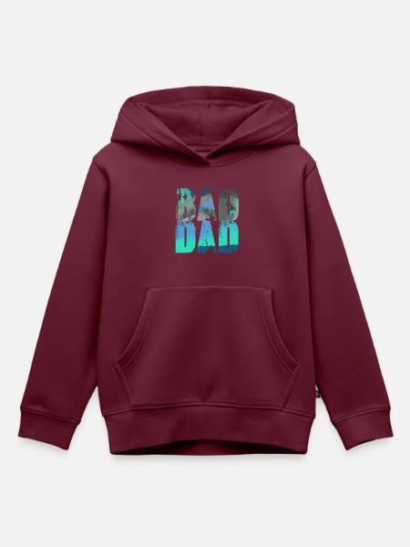 bad dad,dad,graffiti,schwarz,typo,schrift,bunt - Kinder Premium Organic Hoodie - Burgunderrot