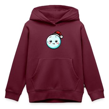 Schneeball mit Weihnachtsmütze #6/9 - Kinder Premium Organic Hoodie - Burgunderrot - Vorne - AI Model Kid Female (0cm)
