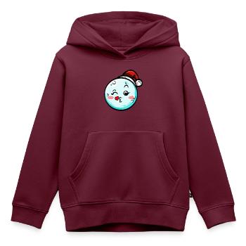 Schneeball mit Weihnachtsmütze #7/9 - Kinder Premium Organic Hoodie - Burgunderrot - Vorne - AI Model Kid Female (0cm)