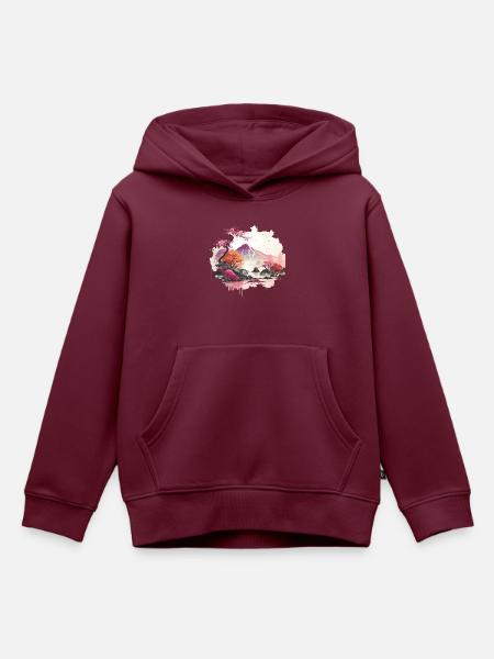 Holzschnitt - Kinder Premium Organic Hoodie - Burgunderrot