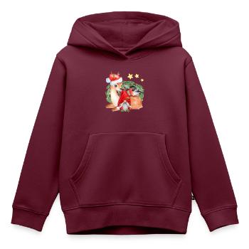 Wichtel Nils mit Rentier Freya - Kinder Premium Organic Hoodie - Burgunderrot - Vorne - AI Model Kid Female (0cm)
